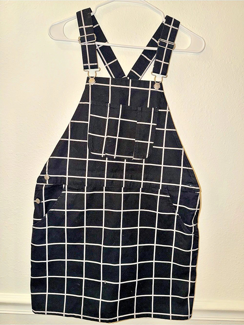 Obey Estate Overall Dress Checkered Black & White Size S
